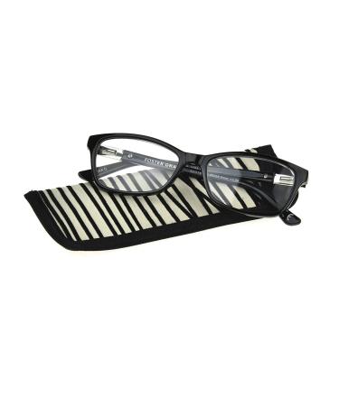 Foster Grant Jules Black Reading Glasses +1.25 New w/Free Case