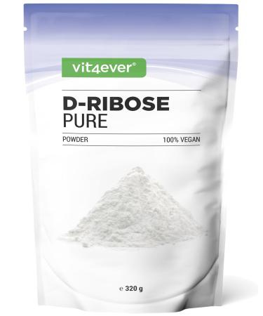 Vit4ever DRibose Powder 320 g 80 daily portions with 4 g 26 months supply Naturally from fermentation Pure & without additives Highly dosed Natural Vegan