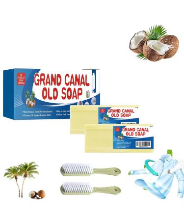 Grand Canal Old Soap with Brush Grand Canal Soap Grand Canal Soap Bar for Stains Magic Soap Bar Stain Remover (2pcs)