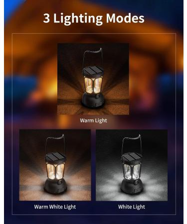 Rechargeable LED Camping Lantern 650 Lumens | 3 Light Modes | Power Bank | Waterproof | Stepless Dimming | Solar Hand Crank | Emergency Lantern for Power Outage & Hiking - Buy Online on GoSupps.com