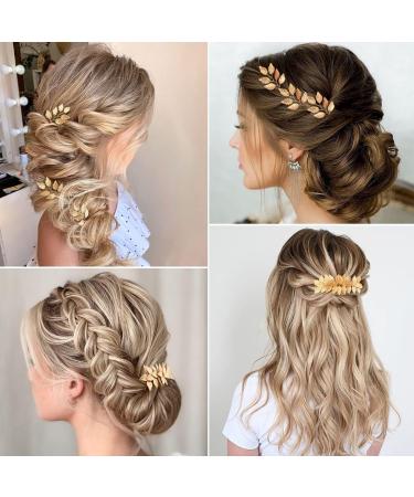 4 Pieces Gold Leaf Hair Pins Bridal Wedding Hair Pins Clips Headpiece Vintage Wedding Hair Accessories for Women Girls Brides Bridesmaids Flower Girls - Buy Online on GoSupps.com
