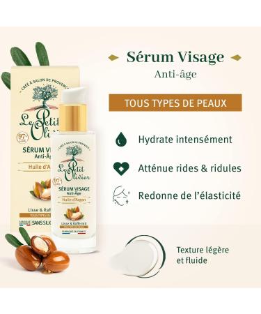 Le Petit Olivier - Anti-ageing face serum - Argan oil - Made in France - 30 ml pump bottle - Silicone-free - Buy Online on GoSupps.com