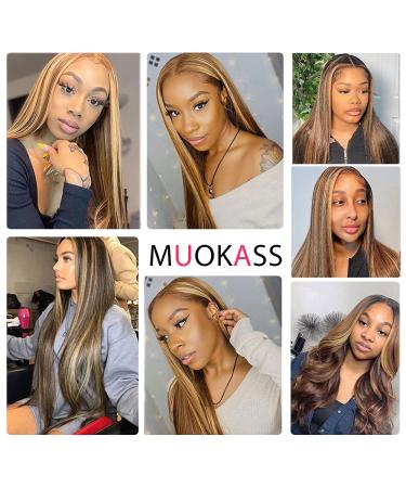 Muokass 4x4 HD Lace Front Wig 26 Inch #4/27 Color - Brazilian Virgin Human Hair, 150% Density, Pre Plucked, Elastic Bands, Natural Hairline - For Black Women - Buy Online on GoSupps.com