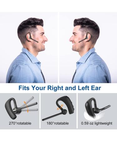 CVC 8.0 Dual Mic Noise Cancelling Bluetooth Headset V5.0 for iPhone Android - Hands-Free Wireless Earpiece for Driving and Office - Buy Online on GoSupps.com
