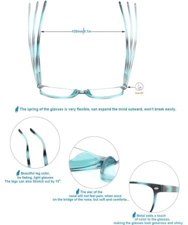 HEEYYOK 4 Pack Reading Glasses +3.00 | Fashion Rectangular Comfortable Spring Hinge Specs for Men/Women - 4 Mixed Colors - Buy Online on GoSupps.com