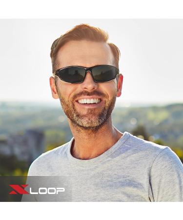 X LOOP Polarized Sports Sunglasses for Men UV400 - Gray/White/Silver Mirror - Buy Online on GoSupps.com