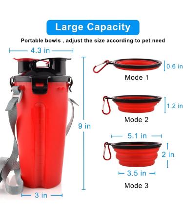 Moacc 800ml 2-in-1 Portable Water Bottle & Dog Bowl - Foldable Travel Accessory for Camping Hiking & Walking (Red) - Buy Online on GoSupps.com
