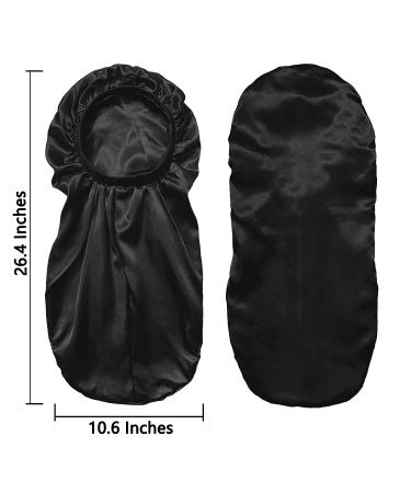 OWIIZI Satin Bonnet - Extra Large Double Layer Sleep Cap for Long Hair - Black - Buy Online on GoSupps.com