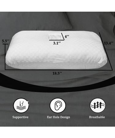 Wuronsa Ear Pillow with Ear Hole for CNH and Sore Ear Pain - Ear Piercing Pillow for Side Sleepers - Supports Earplugs for Sleep - White - Buy Online on GoSupps.com