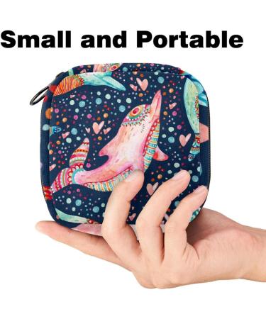 Stylish Watercolor Dolphin Menstruation Pad Bag with Zipper - Women's Tampons & Napkin Collector - Perfect for Girls - Buy Online on GoSupps.com