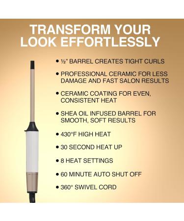 Remington Shea Soft 1/2 Curling Wand - Advanced Ceramic Curling Iron with Shea Oil 8 Heat Settings & Auto Shut-Off - Smooth Curls & Quick Heat Up - Buy Online on GoSupps.com