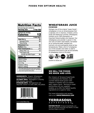 Terrasoul Superfoods Organic Wheat Grass Juice Powder 10 Oz (2 Pack) - USA Grown | Concentrated Juice for Superior Nutrition - Buy Online on GoSupps.com