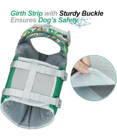 Vivaglory Sports Style Life Jacket for Dogs - Adjustable Durable & Safe Buoyancy Vest for Small Dogs (Green S: 48-58 cm Chest) - Buy Online on GoSupps.com