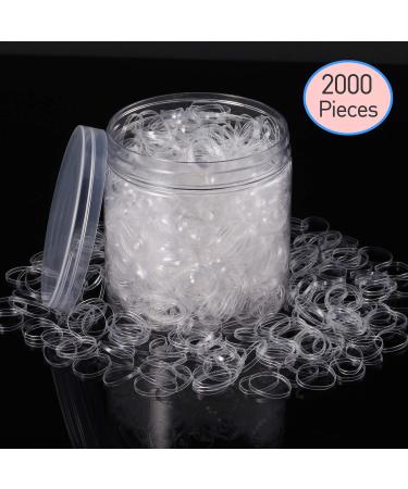 2000 pieces hair tie ligaments cwokwewei transparent elastic hair band/rubber band hair with box rubber hair band/hair tubibibiband/mini elastic hair rubber bands for children girls women hairstyles transparent