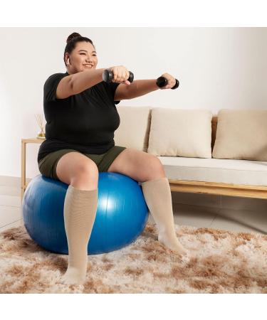 Zfsock Compression Stockings for Thick Calves | 20-30 mmHg Medical Support Socks for Men & Women | Oversize Travel & Sport Socks | 7XL Skin Color - Buy Online on GoSupps.com