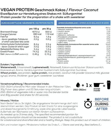 Buy 4K Vegan Protein Coconut 2x900g - Dairy & Soy Free Delicious Taste - Bios Nutrition - Made in Germany - Buy Online on GoSupps.com