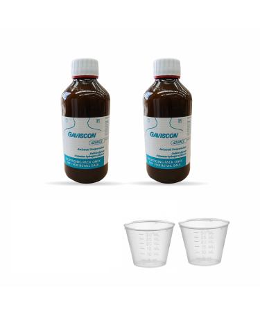 A 2 Z Store Gaviscon Advance Aniseed 500ml Pack of 2 with (2 Free Plastic Liquid Measuring Cups 30ml)