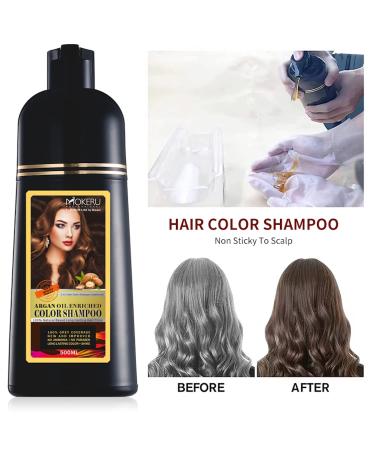 Mokeru Professional Argan Oil Color Shampoo Dark Brown 500ml - Long-lasting Hair Color - 16.91 Fl Oz - Pack of 1 - Buy Online on GoSupps.com