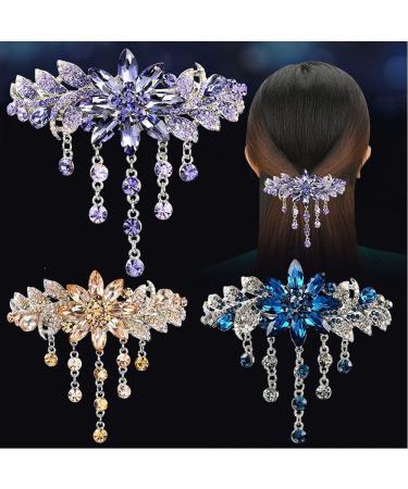 fdsmall Luxury Hair Barrettes Flower Tassel Design Spring Clip Rhinestone Hairpin Crystal Hair Clip Hair Accessories for Women Girls - Champagne - Buy Online on GoSupps.com