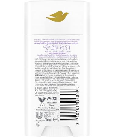  Dove Dove Whole Body Lavender & Chamomile Deodorant Stick with 0% Aluminium Salts for Armpits Chest Legs and More 75ml - Buy Online on GoSupps.com