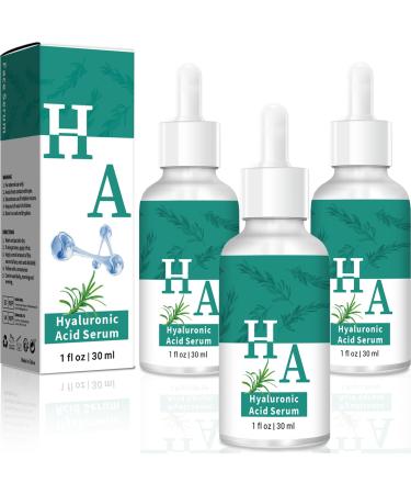 3 Pack Hyaluronic Acid Serum with Rosemary Extracts Moisturizing for Face Moisturize Smoothes Wrinkles (1FL.OZ)