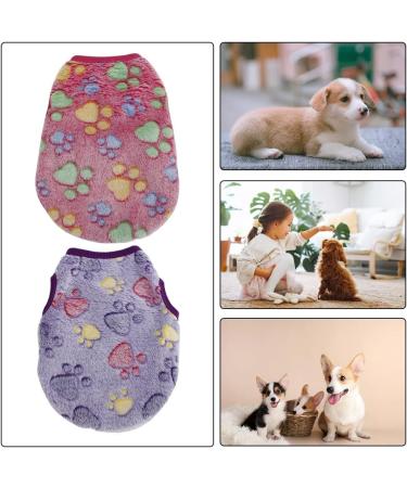 2 Pcs Warm Pet Shirt Footprints Pattern Pet Plush Pullover Soft Dog Plush Warm Hoodies Coat Apparel for Rabbit Cat Kitten Dog Puppy (XXS) - Buy Online on GoSupps.com