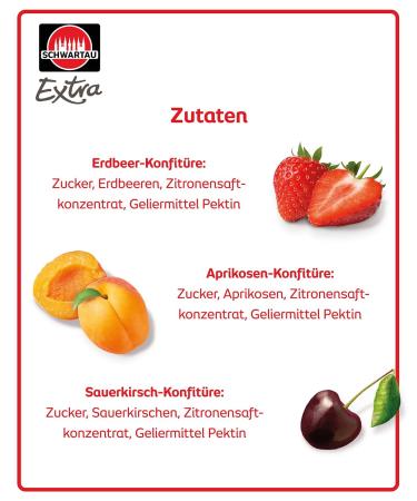 Schwartau Extra Portions Mix Box - 100x25g Jam Portion Shells (50 Strawberry 25 Apricot 25 Sour Cherry) | International Shipping Available - Buy Online on GoSupps.com