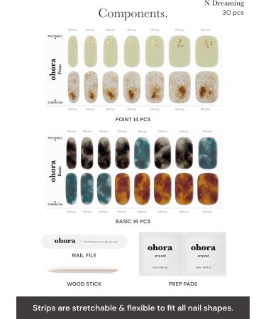 ohora Semi Cured Gel Nail Strips (N Dreaming) - Salon-Quality, Long Lasting, Easy to Apply & Remove - Includes 2 Prep Pads, Nail File & Wooden Stick - Buy Online on GoSupps.com