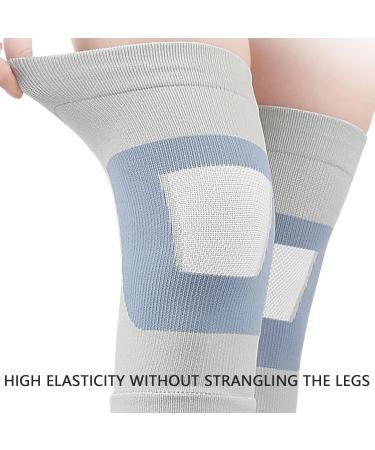 Compression Knee Sleeve | Light Gray Elastic Knee Brace | Sweat Absorbent & Nonslip | Breathable Fitness Support (M) - Fast International Shipping - Buy Online on GoSupps.com