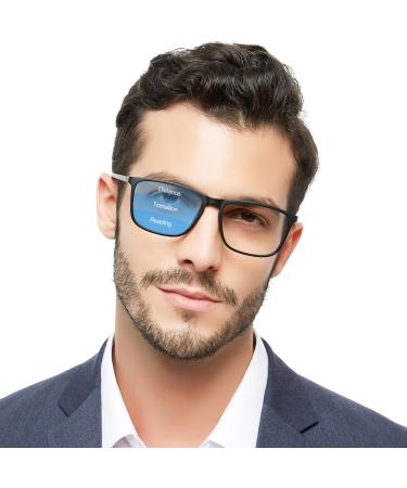 OCCI CHIARI Progressive Reading Glasses for Men Multifocus Readers(1.0 1.5 2.0 2.5 3.0 3.5) Black 2.0 x