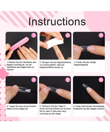 1000 Acrylic Artificial Nail Tips - French Style Nail Tips Set for Gel Nails with Glitter | 3-Series Box - International Shipping - Buy Online on GoSupps.com