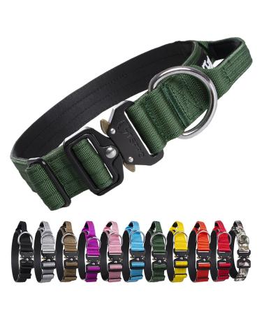 Tspro premium dog collar with handle thick adjustable dog collar heavy design of quick lock metal buckle dog collar for small or medium-sized to extra large dog (green-m) handle version size M- (adjustable37-46cm) green - Buy Online on GoSupps.com