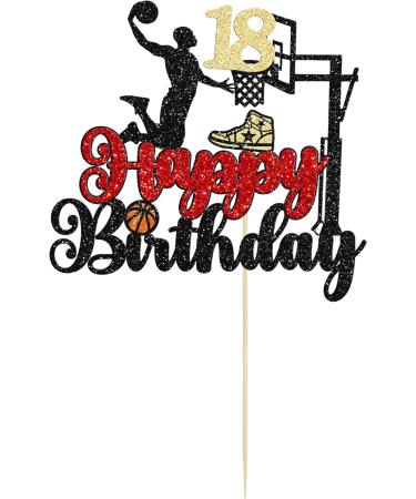 1Pc Cheers to 18 Years Birthday Cake Topper Glitter Hello 18 Sweet 18 Cake Pick Eighteen Years Old Birthday Cake Decoration for 18th Birthday Basketball Sports Party Supplies Black Multicolour-12 - Buy Online on GoSupps.com