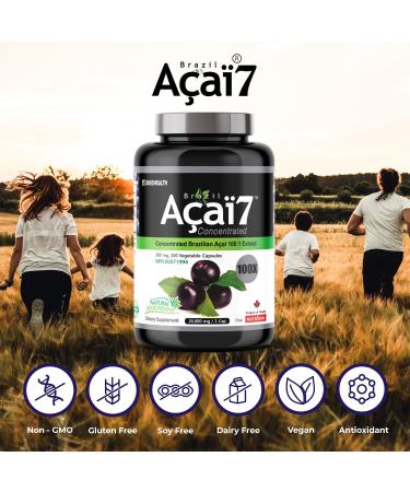 Acai7 Acai Berry Capsules - 20 000mg QCE - 100x Extra Strength Acai Extract Supplement A Natural Source of Antioxidant Non-GMO Vegan Gluten-free Dairy and Soy free (200 Count) - Buy Online on GoSupps.com