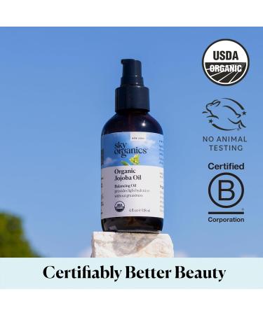 Sky Organics Organic Jojoba Oil for Face | 100% Pure & Cold-Pressed | Lightweight Hydration for Oily & Blemish-Prone Skin | 4 fl. oz - Buy Online on GoSupps.com