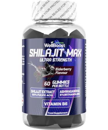Shilajit Max Strength Gummies, 1000mg Shilajit Extract, 1000mg Tyrosine, 1000mg VIT C and 350mg Magnesium, Vegan Sugar Free with BlackBerry Flavour - Buy Online on GoSupps.com