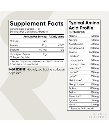 Buy Sports Research Collagen Peptides Powder - 16 oz for Healthy Skin & Joints - Buy Online on GoSupps.com