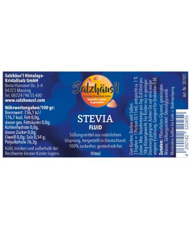 STEVIA Fluid SALZH US'L 50ml - Premium Natural Liquid Sweetener | Sugar Substitute & Healthier Choice - Buy Online on GoSupps.com