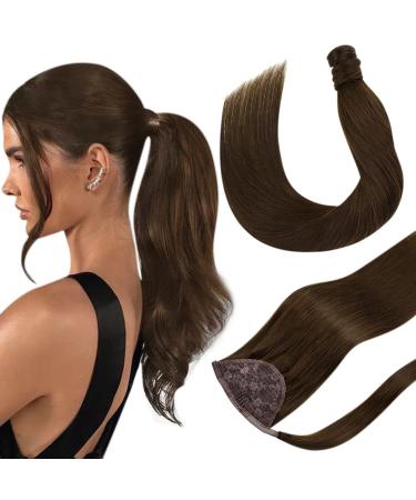 Hetto real hair ponytail extensions brown bray extensions real hair remy ponytail extensions human hair brown #4 70g 35 cm 1-1 py #4