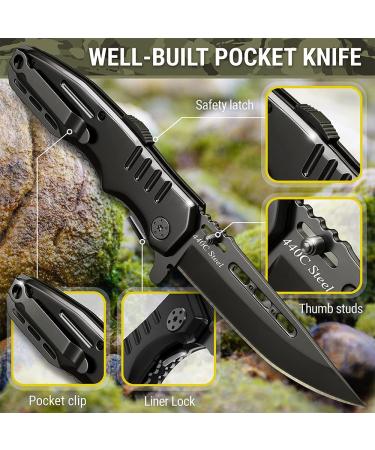 Pocket Folding Knife - Military Style Tactical Boy Scouts Camping Outdoor Gift - Black - Buy Online on GoSupps.com
