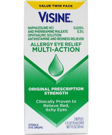 Visine 10.350-A Eye Allergy Relief Antihistamine Redness Reliever Eye Drops Twin Pack - 1 oz - Buy Online on GoSupps.com