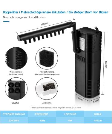 Forever Speed Aquarium Pump - 450 L/h Internal Filter | Efficient 6W Aquarium Pump for Fish Tanks | International Shipping Available - Buy Online on GoSupps.com