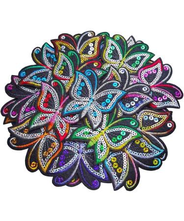 Qingxi Charm 24pcs Assorted Colors Sequin Butterfly Embroidered Patches - DIY Craft Applique for Clothes, Hats, Shoes - Sew on/Iron on - Buy Online on GoSupps.com