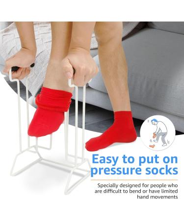 Aids for Putting on Socks Sock Aid Device for Seniors Sock Assistant Device No Bending Wide Aid Compression Aid Device Stocking Donner Large Helper Aid Tool Easy On and Off - Buy Online on GoSupps.com