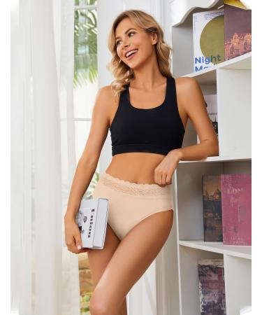 Leovqn Lace Trim Period Pants Women | Heavy Flow Menstrual Underwear | Leakproof Postpartum Briefs XS | Black/Navy/Nude - Buy Online on GoSupps.com