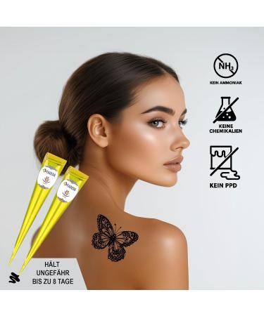  FADEDA FADEDA Set of 4 Henna Cones - 4 x 25g of Natural Paste - Black - 100% Plant-Based - Ready to Use and PPD-Free - Vegan - Buy Online on GoSupps.com