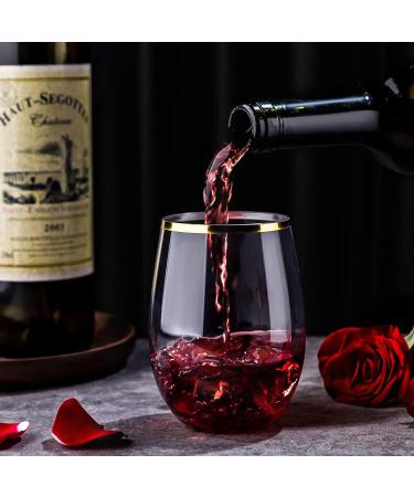 24 Pcs Disposable Stemless Wine & Champagne Glasses Set - Gold Rim Unbreakable Toasting Cups for Parties - Buy Online on GoSupps.com