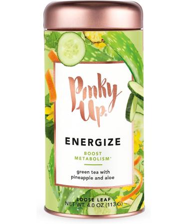 Pinky Up Energize Green Tea Blend: Naturally Low Calorie, Gluten-Free & Caffeinated - 3.0 oz Tin (25 Servings) - Buy Online on GoSupps.com