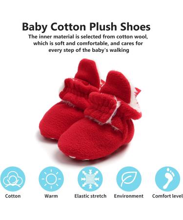 EDOTON Unisex Newborn Winter Boots - Warm Stripe Bootie, Non-Slip Sole, Stay On Adjustable Sock (Red, 6-12 Months) - Buy Online on GoSupps.com