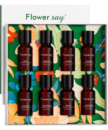 Flower SAY Essential Oil Set - 100% Pure Natural 8-Pack Gift Set for Diffuser Humidifier & Skin Care - MAX Essentials 0.13 Fl Oz - Buy Online on GoSupps.com